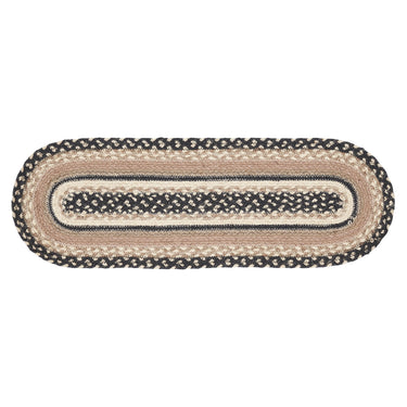 Sawyer Mill Charcoal Creme Jute Braided Oval Table Runner 8